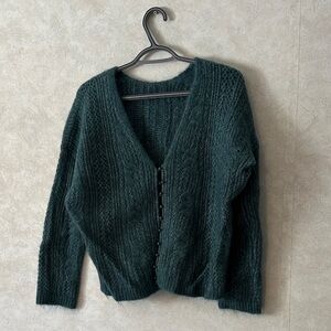 Sezane Deep Green Cardigan Sweater